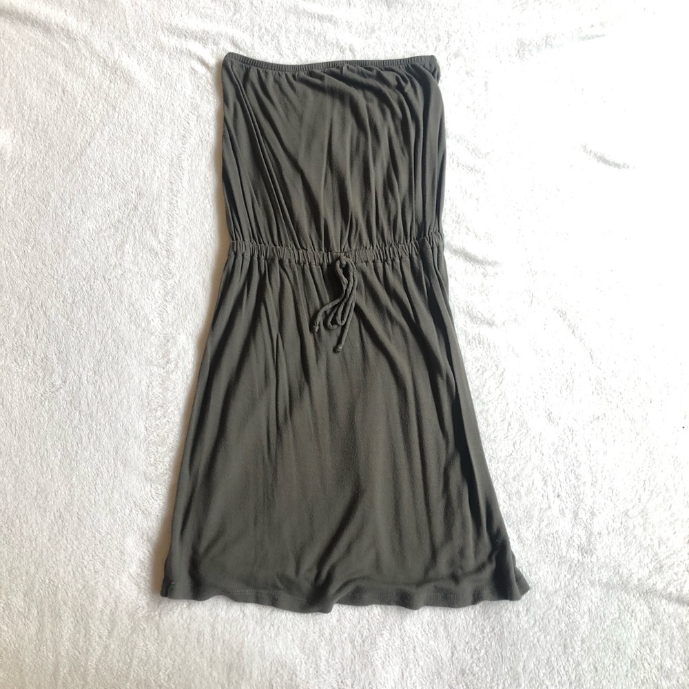 Army green strapless dress